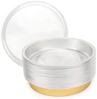 Ronde Folie Pan Met Deksels, 6 Inch 25 Pack Aluminiumfolie Pizza Pan Wegwerp Bakken Pan Tin Taart Pannen Bakken Folie Pannen