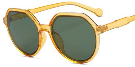 Ronde Frame Snoep Kleur Cat Eye Zonnebril Vrouwen Retro Zonnebril Trend Outdoor Streetwear Mooie Vrouwelijke Auto Driver Brillen oranje groen