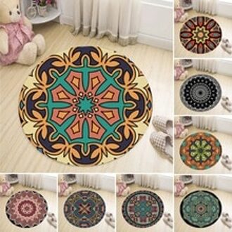 Ronde Gedrukt Tapijt Geometrische Anti-Slip Vloermatten Tapijt Vloerkleed 60X60CM Woonkamer Slaapkamer Duurzaam