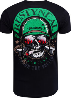 Ronde hals biker T-shirt Zwart - L