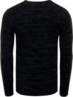 Ronde hals gebreide trui - maat 2XL Zwart