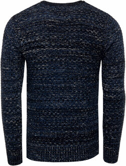 Ronde hals gebreide trui - maat 3XL Marineblauw