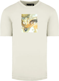 Ronde Hals Korte Mouw Heren Cream Aerial Box T-Shirt 211 1 09 12 0343 Crème - S