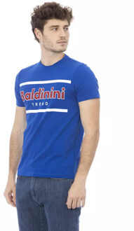 Ronde Hals T-shirt Met Grafisch Ontwerp Middelblauw