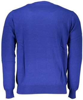 Ronde Hals Trui Effen Blauw Middelblauw