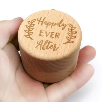 Ronde Houten Engagement Ring Box Hout Engagement Wedding Ring Box Sieraden Display Storage Case voor Wedding Ring
