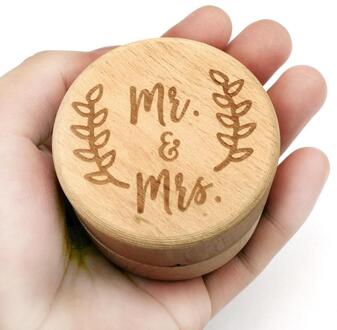Ronde Houten Engagement Ring Box Hout Engagement Wedding Ring Box Sieraden Display Storage Case voor Wedding Ring