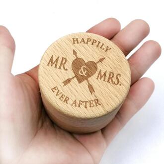 Ronde Houten Engagement Ring Box Hout Engagement Wedding Ring Box Sieraden Display Storage Case voor Wedding Ring