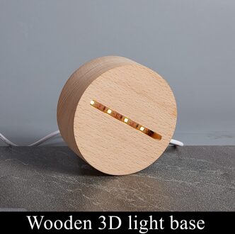 Ronde Houten Led lamp base USB Kabel schakelaar Moderne Nachtlampje Acryl 3D Led night lamp Gemonteerd Base