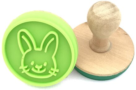 Ronde Houten Rubber Stempel Handvat Voor Handgemaakte Diy Stempel Kids Craft konijn