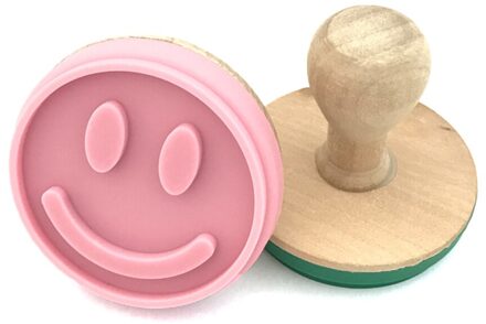 Ronde Houten Rubber Stempel Handvat Voor Handgemaakte Diy Stempel Kids Craft Smile face
