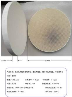 Ronde infrarood honingraat keramische plaat, regeneratieve keramische plaat, brandwerende poreuze keramische plaat, energiebesparing
