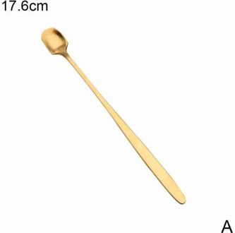Ronde Kop Bar Lepel Golden Rvs Retro Stijl Bar Koffie Roeren Thuis Keuken Lange Handvat Vierkante Cup Lepel geel