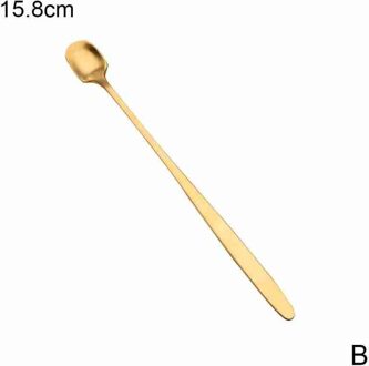 Ronde Kop Bar Lepel Golden Rvs Retro Stijl Bar Koffie Roeren Thuis Keuken Lange Handvat Vierkante Cup Lepel Goud