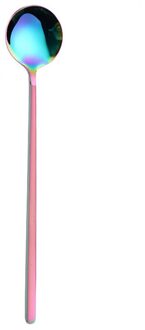 Ronde Kop Lange Handvat Kleurrijke Lepel Lange Steel Lepels Bestek Koffie Drinken Gereedschap Keuken Gadget Theelepels MC