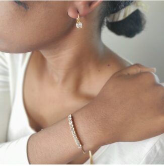 Ronde kristallen Mia-set en doos - Kristal Wit & Goud - One Size