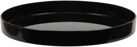 Ronde kunststof dienblad/kaarsenplateau zwart D27 cm - Kaarsenplateaus