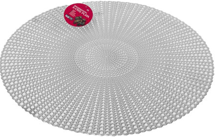 Ronde kunststof dinner placemats zilver met diameter 40 cm - Placemats Zilverkleurig