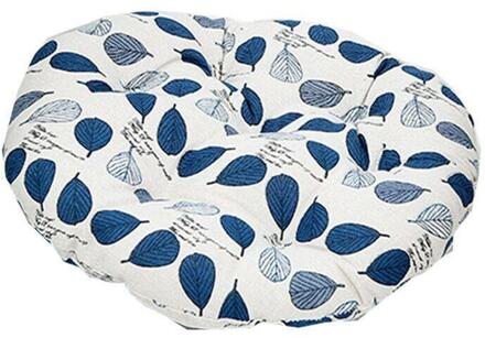 Ronde Kussen Bureaustoel Sofa Katoen Linnen Kussens Japanse Stijl Geometrische Tatami Auto Decoratie Zitkussens blauw leaf