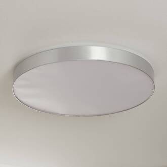 Ronde LED plafondlamp Aurelia met dimfunctie zilver geborsteld, opaal