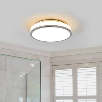 Ronde LED plafondlamp Lyss met chromen rand, IP44 wit, chroom