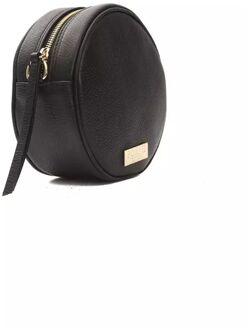 Ronde Leren Crossbody Model Po5813 Zwart - One Size
