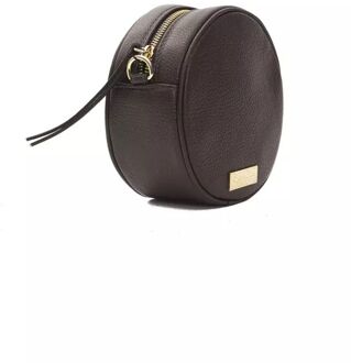 Ronde Leren Crossbody Model Po5814 Donker Bruin - One Size