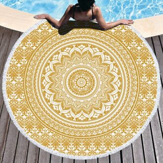 Ronde Mandala Strand Deken Hippie Indian Mandala Kleed Strand Handdoek Meditatie Tapijt Diameter 59 Inches (150 Cm) B
