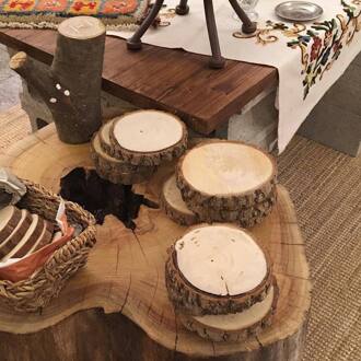 Ronde Massief Houten Coaster, Retro Houten Stapel, Pp Isolatie Mat, Tafel Mat, Antislip Mat, cocktail Decoratieve Tafel Mat klein 8-9cm