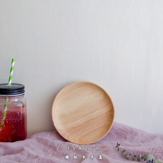 Ronde Massief Houten Plaat Hele Acacia Hout Fruit Gerechten Houten Schotel Thee Dienblad Dessert Diner Ontbijt Plaat Servies Set 15cm