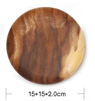Ronde Massief Houten Plaat Hele Acacia Hout Fruit Gerechten Houten Schotel Thee Dienblad Dessert Diner Ontbijt Plaat Servies Set 15x2cm