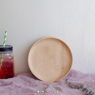 Ronde Massief Houten Plaat Hele Acacia Hout Fruit Gerechten Houten Schotel Thee Dienblad Dessert Diner Ontbijt Plaat Servies Set 18cm