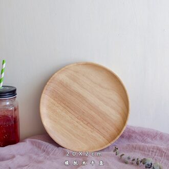 Ronde Massief Houten Plaat Hele Acacia Hout Fruit Gerechten Houten Schotel Thee Dienblad Dessert Diner Ontbijt Plaat Servies Set 20cm