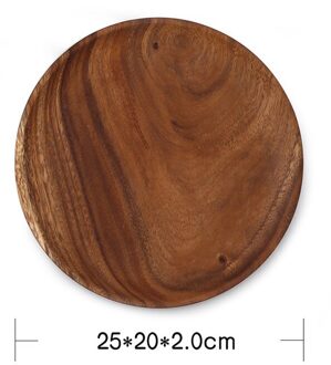 Ronde Massief Houten Plaat Hele Acacia Hout Fruit Gerechten Houten Schotel Thee Dienblad Dessert Diner Ontbijt Plaat Servies Set 30CM