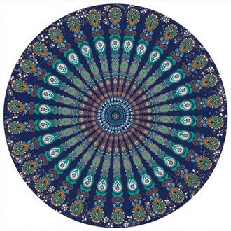 Ronde Mat Sjaal Mandala Tapestry Strand Picknick Gooien Tapijt Deken Bohemen Grassplot Matten Wxv donker groen