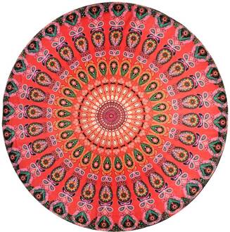 Ronde Mat Sjaal Mandala Tapestry Strand Picknick Gooien Tapijt Deken Bohemen Grassplot Matten Wxv rood
