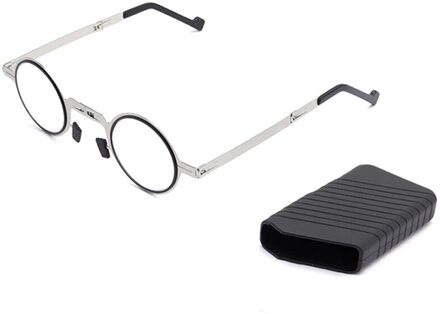 Ronde Metalen Frame Opvouwbare Leesbril Mannen Vrouwen Anti Blauw Licht Stralen Blokkeren Presbyopie Verziend Brillen 1.5 +100
