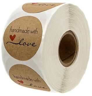 Ronde Natuurlijke Kraft Handgemaakte Met Liefde Stickers Dank U Stickers Voor Bruiloft Decoratie Partij Decoratie Stickers 1stk