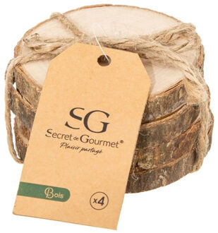 ronde onderzetters voor glazen - 4x stuks - D10 cm - hout Bruin