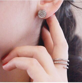 Ronde oorbellen - Oostenrijks kristal Wit Zilver - One Size