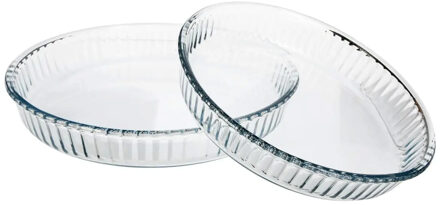 Ronde ovenschalen - Glas - 2 stuks - 26 en 32 cm
