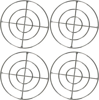ronde pannen onderzetter - 4x - zilver - D20 cm - verchroomd metaal