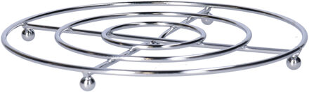 ronde pannen onderzetter - zilver - D20 cm - verchroomd metaal
