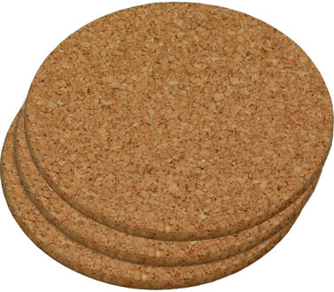 Ronde pannen onderzetters van kurk - 3x - D17 cm - Voor hete pannen en ovenschalen