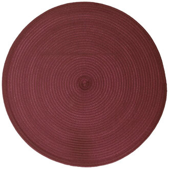 Ronde placemat gevlochten kunststof bordeaux rood 38 cm - Placemats