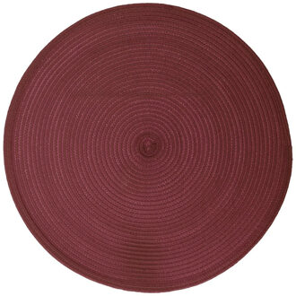 Ronde placemat gevlochten kunststof bordeaux rood 38 cm