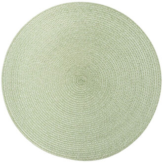 Ronde placemat gevlochten kunststof salie groen 38 cm - Placemats