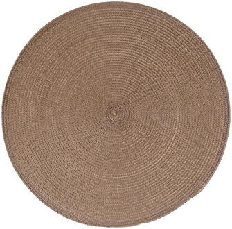 Ronde placemat gevlochten kunststof taupe 38 cm - Placemats