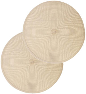 ronde placemat - Set van 4x stuks - beige - gevlochten kunststof - 38 cm - Onderle