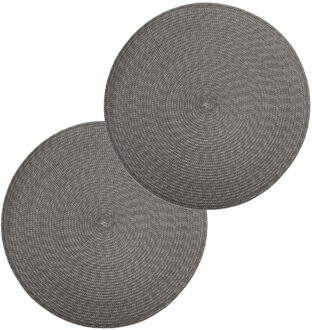 ronde placemat - Set van 4x stuks - grijs - gevlochten kunststof - 38 cm - Onderle